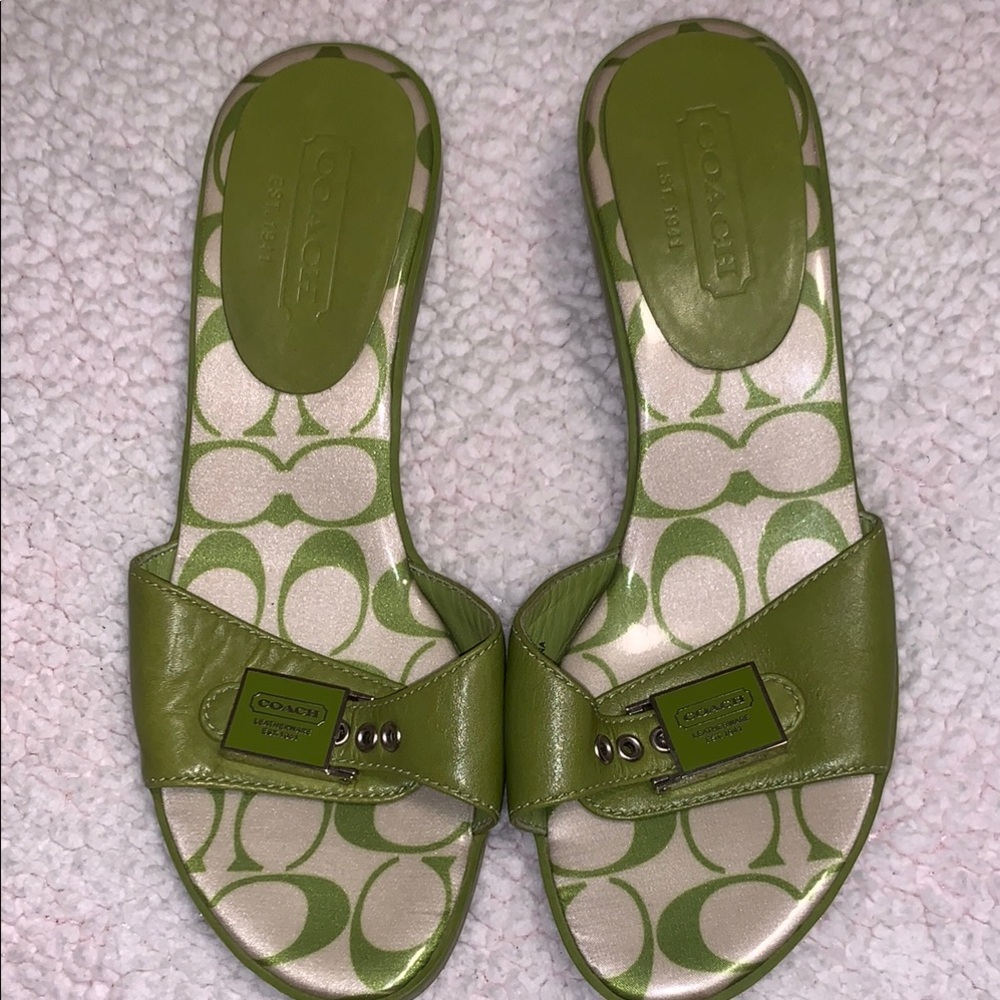 Coach Green Women's Slide Sandals